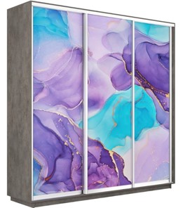 Шкаф 3-х створчатый Экспресс 2100х450х2400, Абстракция фиолетовая/бетон в Перми