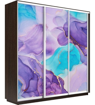 Шкаф трехдверный Экспресс 2100х450х2400, Абстракция фиолетовая/венге в Перми - изображение