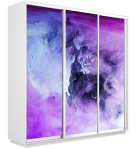 Шкаф 3-х дверный Экспресс 2100х600х2200, Фиолетовый дым/белый снег в Перми