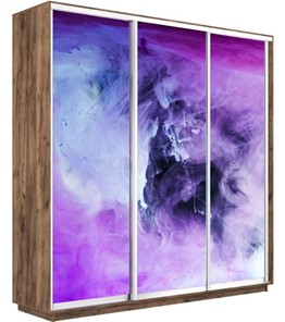 Шкаф 3-х створчатый Экспресс 2100х600х2200, Фиолетовый дым/дуб табачный в Перми