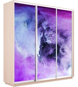 Шкаф 3-дверный Экспресс 2400х600х2200, Фиолетовый дым/дуб молочный в Перми