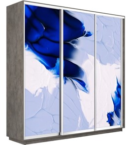Шкаф Экспресс 2400х600х2400, Абстракция бело-голубая/бетон в Перми