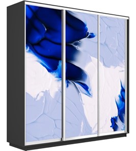 Шкаф 3-х створчатый Экспресс 2400х600х2400, Абстракция бело-голубая/серый диамант в Перми