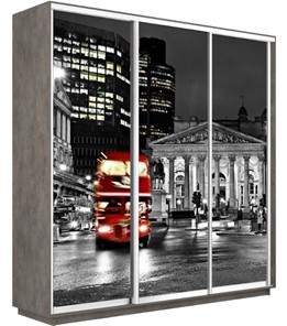 Шкаф 3-створчатый Экспресс 2400х600х2400, Ночной Лондон/бетон в Перми