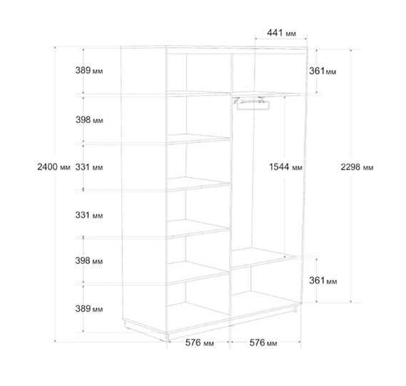 Шкаф двухдверный Экспресс (ДСП/Зеркало) 1200х450х2400, бетон в Перми - изображение 7