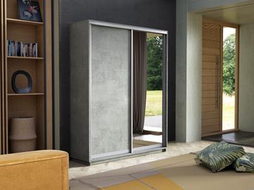 Шкаф 2-дверный Экспресс (ДСП/Зеркало) 1400х600х2200, бетон в Перми - предосмотр 4