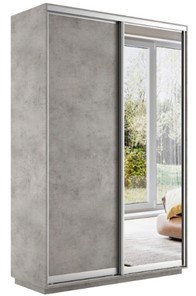 Шкаф 2-дверный Экспресс (ДСП/Зеркало) 1400х600х2200, бетон в Перми