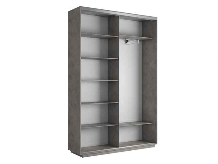Шкаф двухдверный Экспресс (ДСП/Зеркало) 1600х450х2200, бетон в Перми - изображение 3