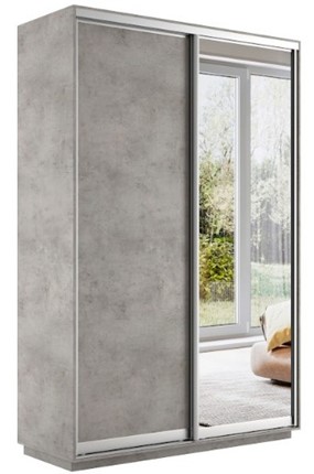 Шкаф двухдверный Экспресс (ДСП/Зеркало) 1600х450х2200, бетон в Соликамске - изображение