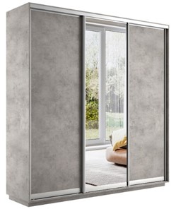Шкаф 3-дверный Экспресс (ДСП/Зеркало/ДСП), 1800х450х2200, бетон в Перми