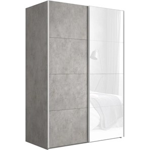 Шкаф 2-х дверный Эста (ДСП/Стекло белое) 1600x660x2200, бетон в Перми