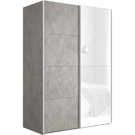 Шкаф 2-х дверный Эста (ДСП/Стекло белое) 1600x660x2200, бетон в Перми - изображение