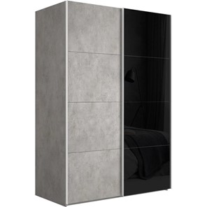 Шкаф 2-х дверный Эста (ДСП/Стекло черное) 1600x660x2200, бетон в Перми - предосмотр