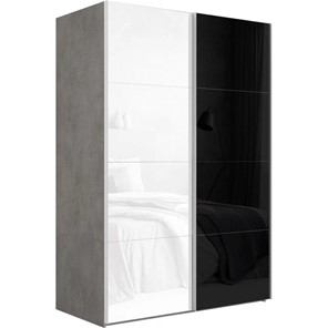 Шкаф 2-х створчатый Эста (Стекло белое/Стекло черное) 1600x660x2200, бетон в Перми
