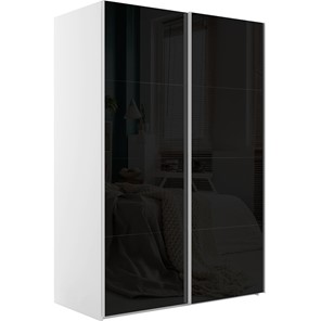 Шкаф 2-х дверный Эста (Стекло черное/Стекло черное) 1600x660x2200, белый снег в Перми - предосмотр