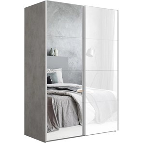 Шкаф двухдверный Эста (Зеркало/Стекло белое) 1800x660x2400, бетон в Перми