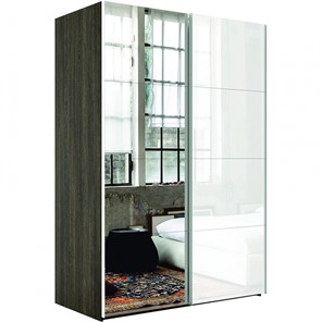 Шкаф 2-дверный Эста (Зеркало/Стекло белое) 2000x660x2400, венге мали в Перми