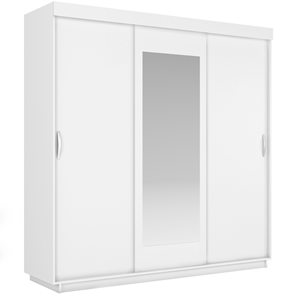 Шкаф трехдверный Лайт (2 ДСП/Зеркало) 1800х595х2120, Белый Снег в Перми