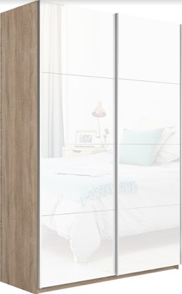 Шкаф 2-х дверный Прайм (Белое стекло/Белое стекло) 1200x570x2300, дуб сонома в Перми - изображение