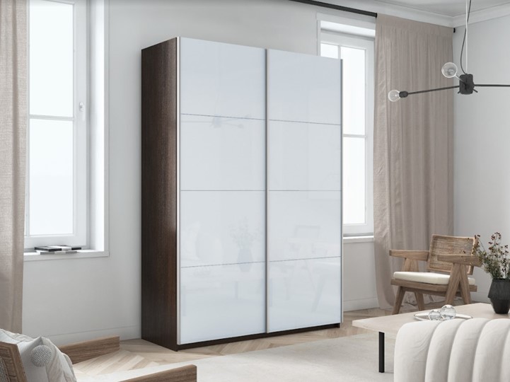Шкаф Прайм (Белое стекло/Белое стекло) 1200x570x2300, венге в Перми - изображение 4