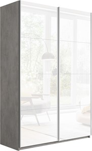 Шкаф 2-дверный Прайм (Белое стекло/Белое стекло) 1400x570x2300, бетон в Чайковском