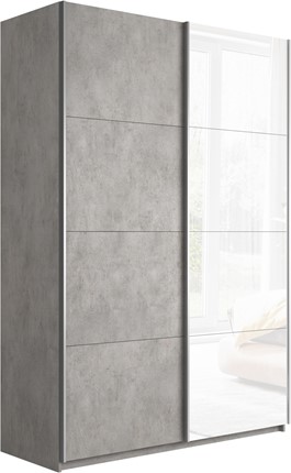 Шкаф Прайм (ДСП/Белое стекло) 1200x570x2300, бетон в Перми - изображение