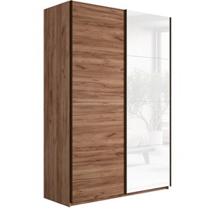Шкаф 2-дверный Прайм (ДСП/Белое стекло) 1200x570x2300, Крафт табачный в Березниках