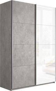 Шкаф Прайм (ДСП/Белое стекло) 1600x570x2300, бетон в Чайковском - предосмотр
