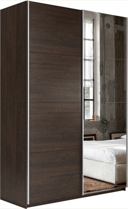 Шкаф 2-дверный Прайм (ДСП/Зеркало) 1400x570x2300, венге в Перми - изображение