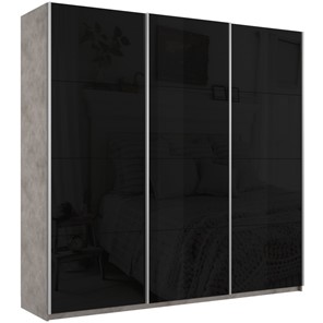 Шкаф Широкий Прайм (Черное стекло) 2400x570x2300, Бетон в Березниках