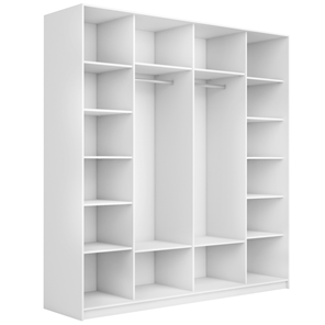Шкаф 2-х дверный Широкий Прайм (ДСП / Белое стекло) 2200x570x2300, Белый снег в Перми - предосмотр 1