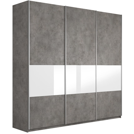 Шкаф Широкий Прайм (ДСП / Белое стекло) 2400x570x2300, Бетон в Перми - изображение