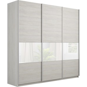 Шкаф 3-дверный Широкий Прайм (ДСП / Белое стекло) 2400x570x2300, Ясень Анкор светлый в Перми