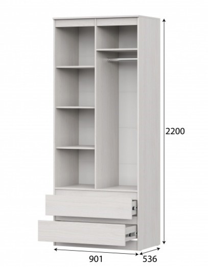 Шкаф 2-дверный Бриз-1 комбинированный, ясень анкор светлый в Перми - изображение 2