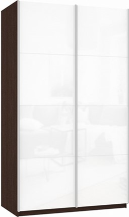 Шкаф 2-створчатый Прайм (Белое стекло/Белое стекло) 1600x570x2300, венге в Перми - изображение