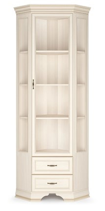 Угловой шкаф-витрина Сиена, Бодега белый / патина золото в Березниках - изображение