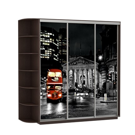 Шкаф 3-створчатый Экспресс, со стеллажом, 2400х600х2400, Ночной Лондон/венге в Перми - изображение
