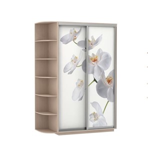 Шкаф 2-х створчатый Экспресс 1700x600x2400, со стеллажом, Орхидея белая/дуб молочный в Перми - предосмотр