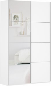 Шкаф 2-створчатый Прайм (ДСП/Зеркало) 1200x570x2300, белый снег в Березниках
