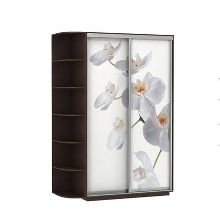 Шкаф 2-х дверный Экспресс 1700x600x2200, со стеллажом, Орхидея белая/венге в Перми - изображение