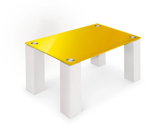 Журнальный столик Колизей-8, белый/желтое стекло в Перми - изображение