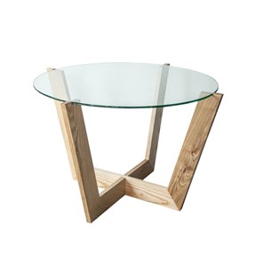 Круглый столик Оникс-10, Натуральный массив/Прозрачное стекло в Соликамске - предосмотр