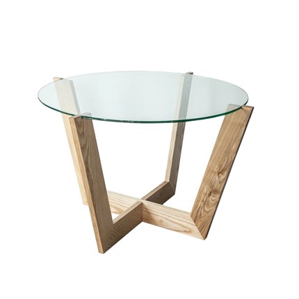 Круглый столик Оникс-10, Натуральный массив/Прозрачное стекло в Кунгуре - изображение