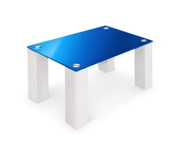 Журнальный столик Колизей-8, белый/синее стекло в Березниках