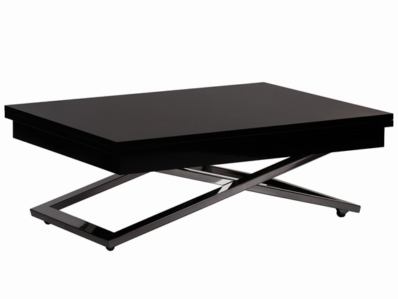 Складной стол-трансформер Cross GL, Черный суперглянец/Нержавеющая сталь в Перми - изображение