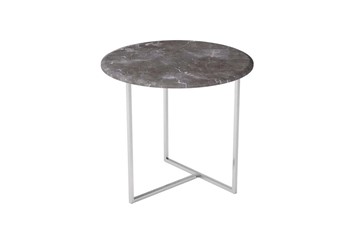 Круглый стол Альбано (серый мрамор-хром) в Перми - предосмотр