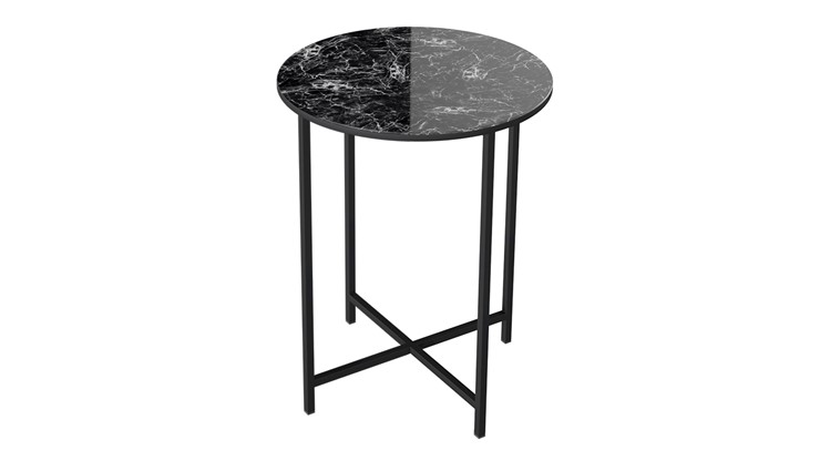 Круглый стол ДП 1-03-04 (Черный/Стекло Мрамор черный) в Перми - изображение 1