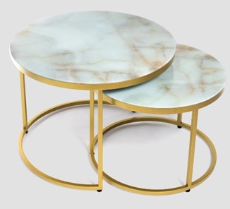 Стеклянный столик Дуэт, столешница в стекле опоры золото в Перми