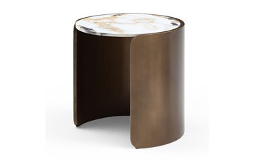 Столик круглый ET3095CI (D45) белая керамика /бронзовый в Перми - предосмотр 1