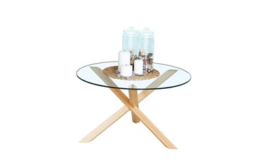 Журнальный столик Оникс-3, Натуральный массив/Прозрачное стекло в Кунгуре - предосмотр 1